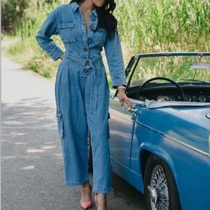 PLT denim jumpsuit size small